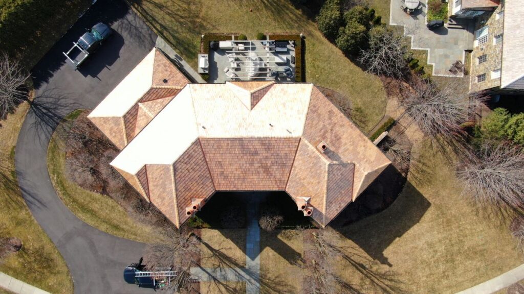 aerial view of cedar roof