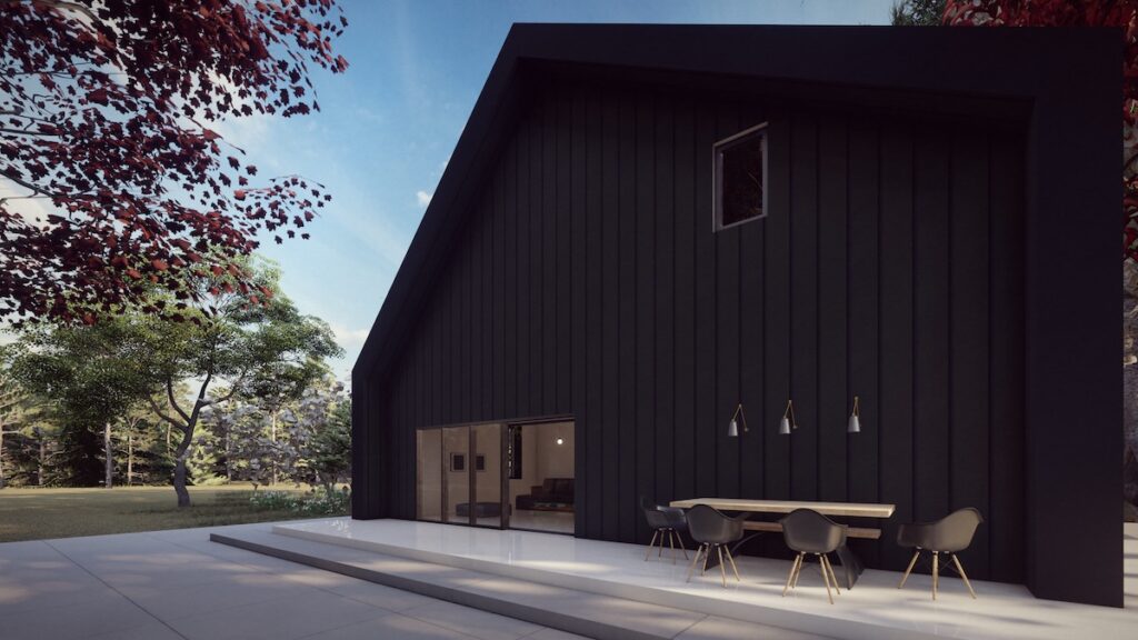 black fiber cement siding on house