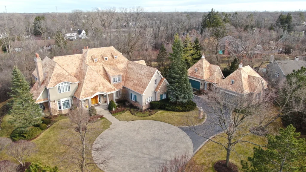 full property with two buildings with cedar shake roofs installed by Shake Guys