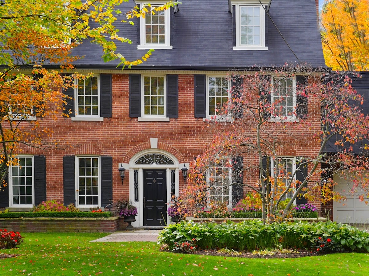 large suburban house in fall