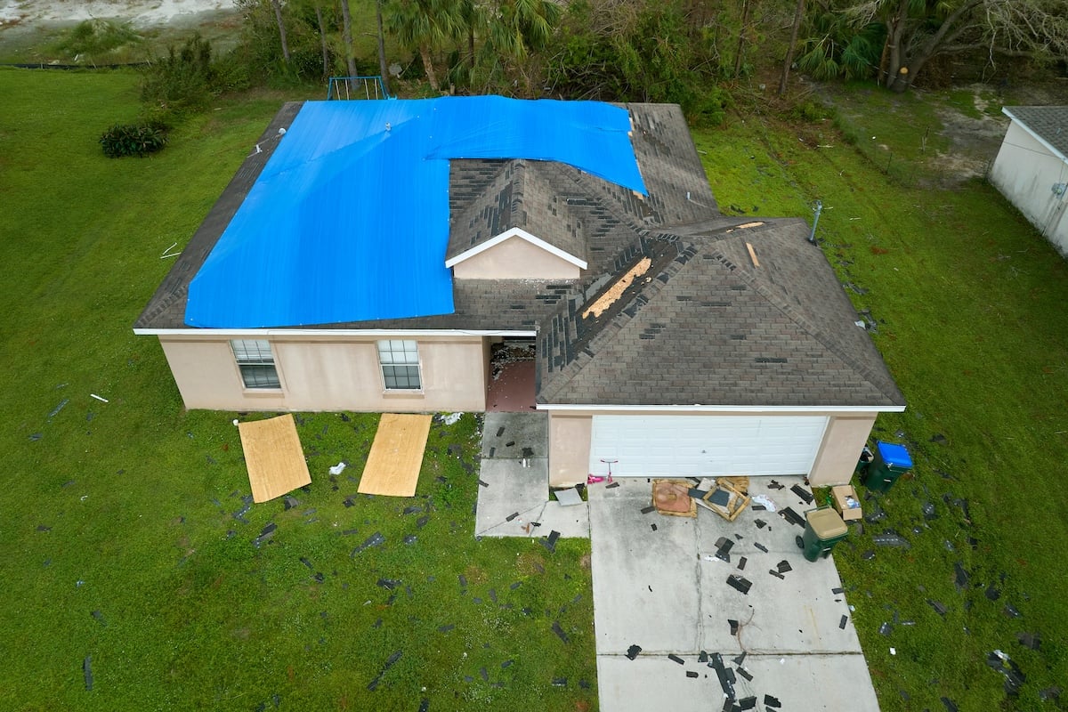 roof tarp on family home
