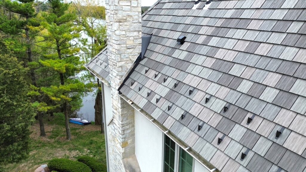 new roofing installed on house close-up
