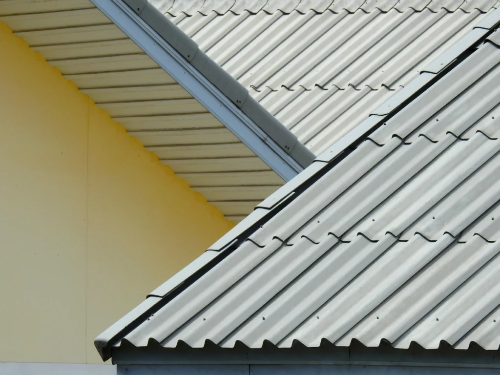 close up view of tin roofing panels