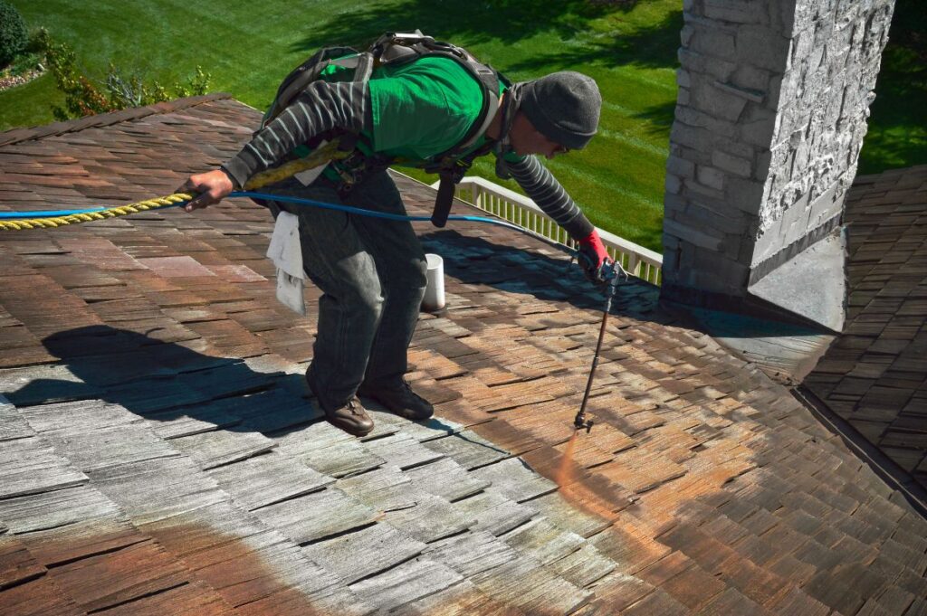 cedar roof being restored